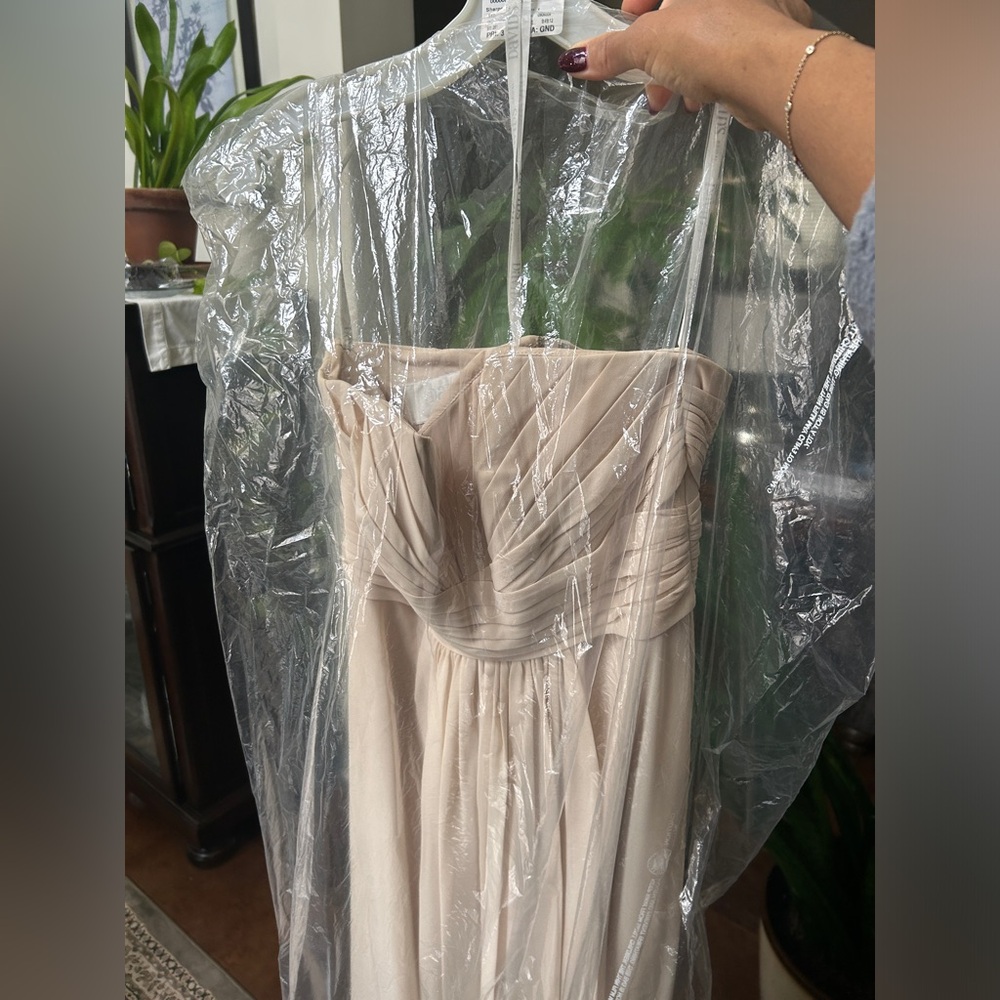 David's Bridal Cream Strapless Gown